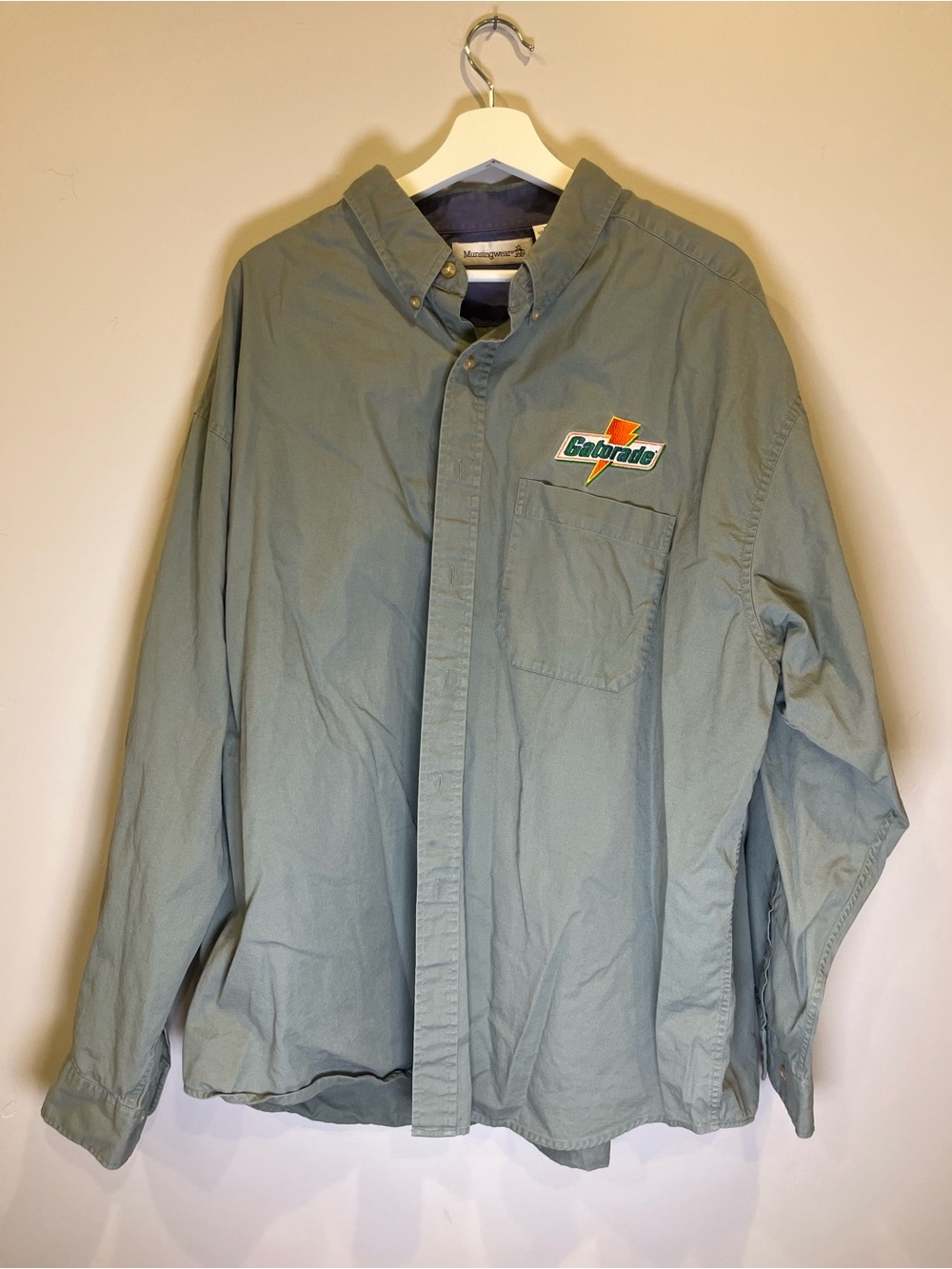 Gatorade Button-Down Lightweight Shirt Jacket in Sage Green